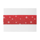 赤い背景の腹バンドの白い雪片 招待状ベリーバンド (裏面例)