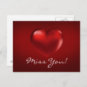 赤い背景の赤い3Dハートを恋しく思ポストカード ポストカード (正面/裏面)