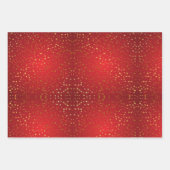 赤い背景の金色の星 ラッピングペーパーシート (正面2)