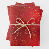 赤い背景の金色の星 ラッピングペーパーシート (インサイチュ)