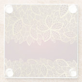 赤い背景の金葉のレース ガラスコースター (裏面)