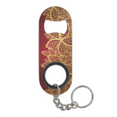 赤い背景の金葉のレース キーホルダー栓抜き (裏面)