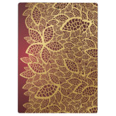 赤い背景の金葉のレース クリップボード (裏面)