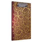 赤い背景の金葉のレース クリップボード (右)