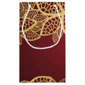 赤い背景の金葉のレース スモールペーパーバッグ (裏面)