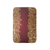 赤い背景の金葉のレース バスマット (正面縦)