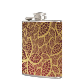 赤い背景の金葉のレース フラスク (左)