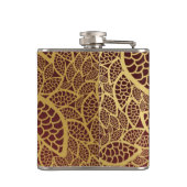 赤い背景の金葉のレース フラスク (裏面)