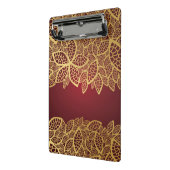 赤い背景の金葉のレース ミニクリップボード (アングル2)