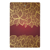 赤い背景の金葉のレース ミニクリップボード (裏面)