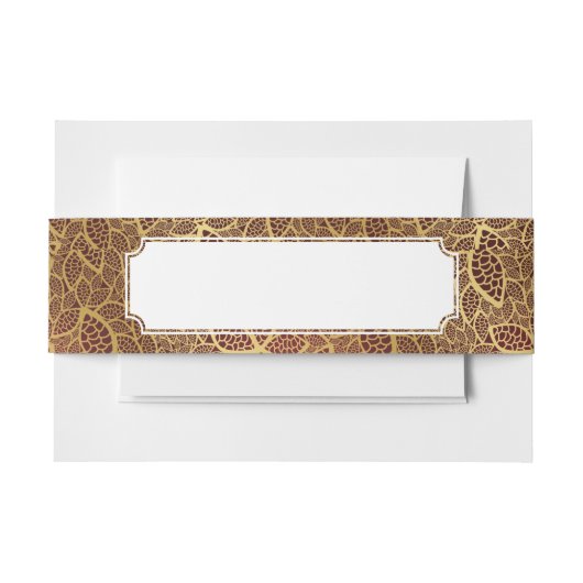 赤い背景の金葉のレース 招待状ベリーバンド (正面例)