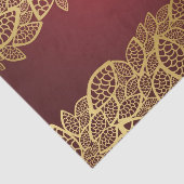 赤い背景の金葉のレース 薄葉紙 (詳細)