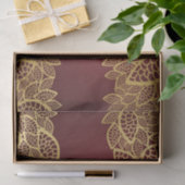 赤い背景の金葉のレース 薄葉紙 (ギフト)