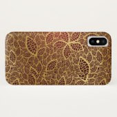 赤い背景の金葉のレース Case-Mate iPhoneケース (裏面(横))