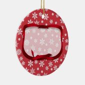 赤い背景の雪片 セラミックオーナメント (右)