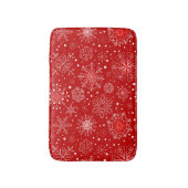 赤い背景の雪片 バスマット (正面縦)