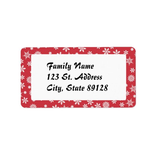 赤い背景の雪 ラベル (正面)