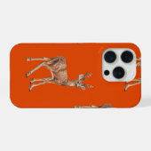 赤い背景の鹿 iPhoneケース (裏面横)