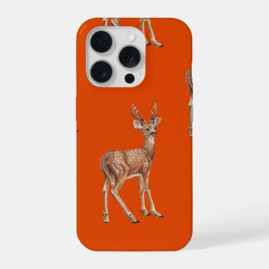 赤い背景の鹿 iPhoneケース (裏面)