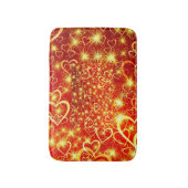 赤い背景の黄色きらめくの黄金のハート バスマット (正面縦)