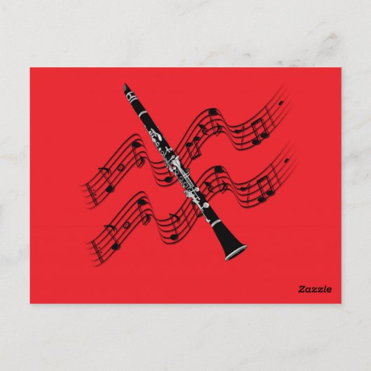 赤い背景のClarinet ポストカード (裏面)