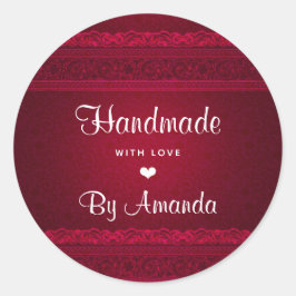 赤い背景を愛エレガントして手作りスタイリッシュ ラウンドシール