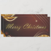 赤い背景を持つゴールデンクリスマスの動機 シーズンカード (正面/裏面)