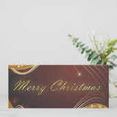 赤い背景を持つゴールデンクリスマスの動機 シーズンカード (スタンド正面)