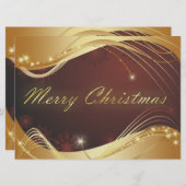 赤い背景を持つゴールデンクリスマスの動機 シーズンカード (正面/裏面)