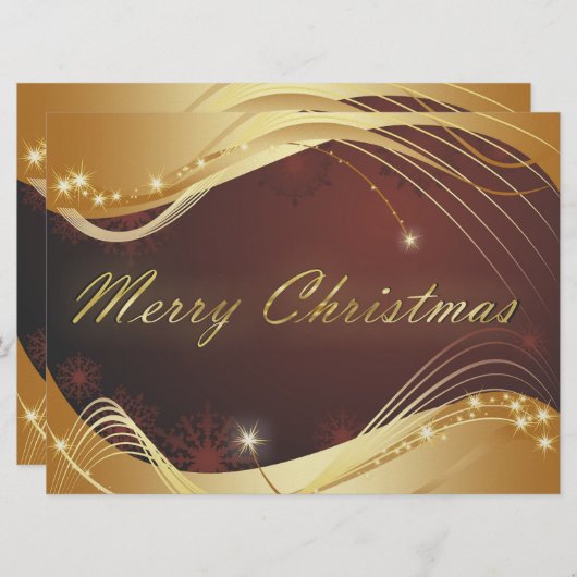 赤い背景を持つゴールデンクリスマスの動機 シーズンカード (正面/裏面)
