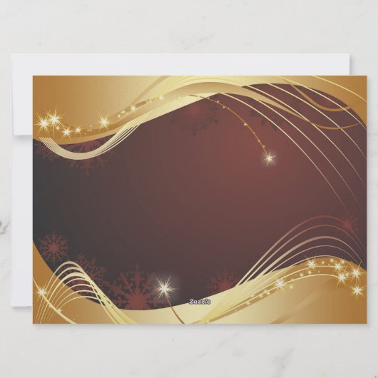 赤い背景を持つゴールデンクリスマスの動機 シーズンカード (裏面)