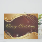 赤い背景を持つゴールデンクリスマスの動機 シーズンカード (スタンド正面)