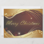 赤い背景を持つゴールデンクリスマスの動機 シーズンカード (正面)