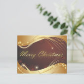 赤い背景を持つゴールデンクリスマスの動機 シーズンカード (スタンド正面)