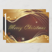 赤い背景を持つゴールデンクリスマスの動機 シーズンカード (正面/裏面)