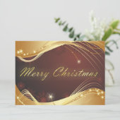 赤い背景を持つゴールデンクリスマスの動機 シーズンカード (スタンド正面)