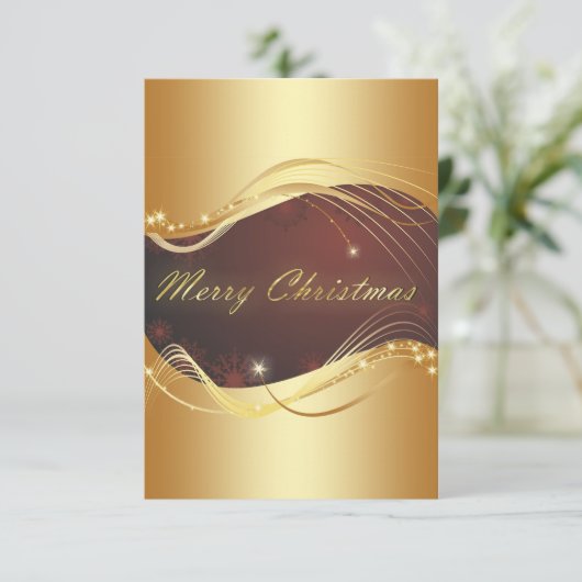 赤い背景を持つゴールデンクリスマスの動機 招待状 (スタンド正面)