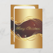 赤い背景を持つゴールデンクリスマスの動機 招待状 (正面/裏面)