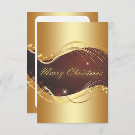 赤い背景を持つゴールデンクリスマスの動機 招待状 (正面/裏面)