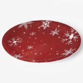 赤い背景を持つ白い雪片紙プレート ペーパープレート (アングル)