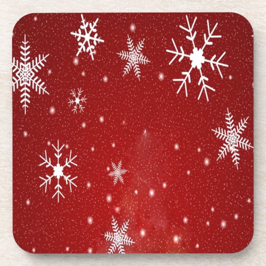 赤い背景を持つ白い雪 コースター (正面)