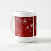 赤い背景を持つ白い雪 コーヒーマグカップ (正面左)