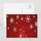 赤い背景を持つ白い雪 ポストカード (正面/裏面)