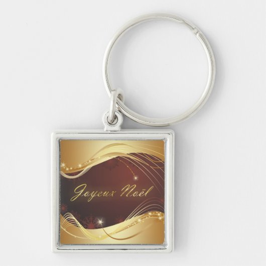 赤い背景を持つ金色のクリスマスの動機… キーホルダー (正面)