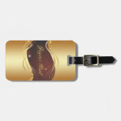 赤い背景を持つ金色のクリスマスの動機… ラゲッジタグ (正面横)