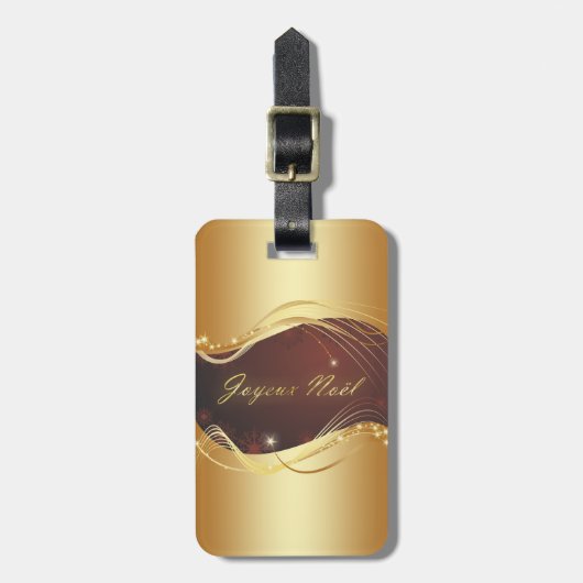赤い背景を持つ金色のクリスマスの動機… ラゲッジタグ (正面縦)
