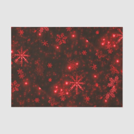 赤い背景を持つ雪片ティッシュペーパー 薄葉紙 (正面)