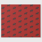 赤い背景を持つ馬そしてライダーを示して下さい ラッピングペーパー (フラット)