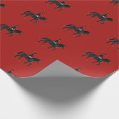 赤い背景を持つ馬そしてライダーを示して下さい ラッピングペーパー (角)