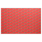 赤い背景を持つOjibweフローラデザイン ファブリック (ヤード)